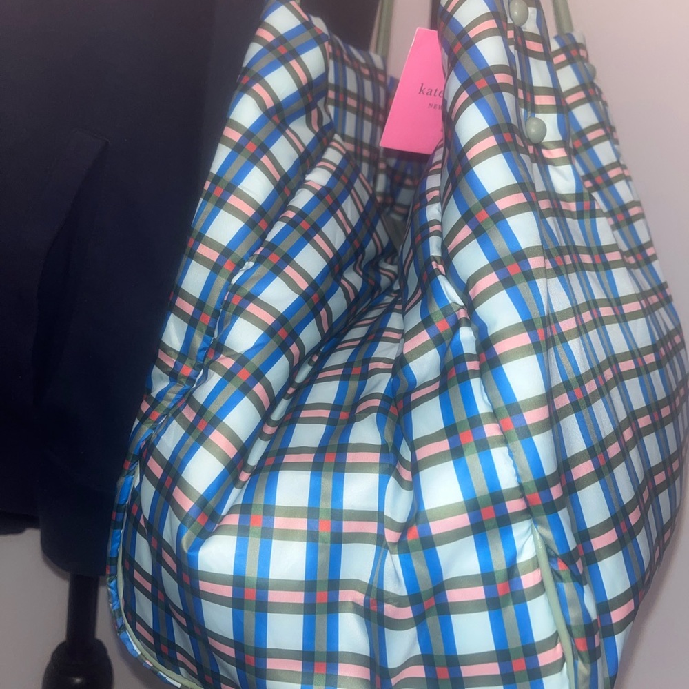 NWT Kate Spade Everything Puffy Plaid Tote - Picture 3 of 14
